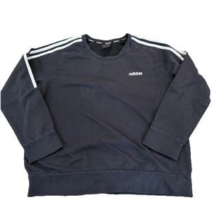 Adidas Women's Black Sweatshirt XL – Classic 3-Stripes Crewneck Panel